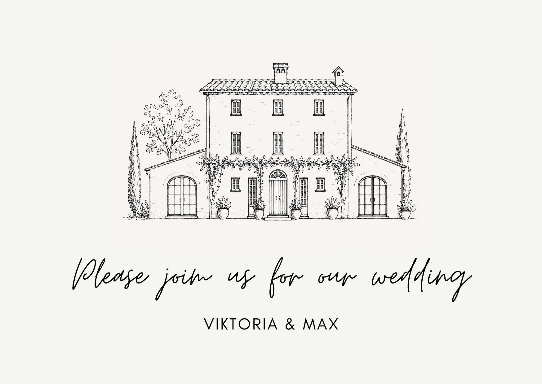 Illustration of the villa where Viktoria and Max are getting married